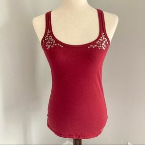 Hollister Red Fitted Racerback Tank Top with Sequins